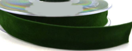 Velvet/fluweel band donker groen dubbelzijdig 1.5cm