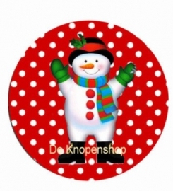 Flatback sneeuwpop rode polka dot (173)