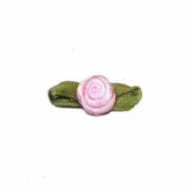 Roosje met blad baby roze 3cm.
