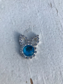 Rhinestone oortjes blauw 2.5x2cm.