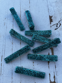 Alligator knip blauw glitter 5cm