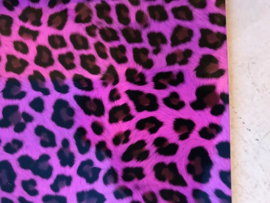 leer panter/tijger zwart pink glanzend 20x30 cm