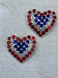 Rhinestone luxe  strass hart rood wit blauw