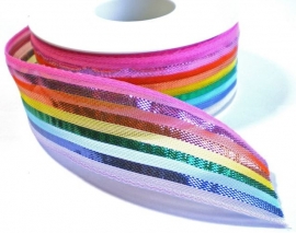 Regenboog lint metalic 4 cm