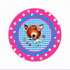 Flatback Vintage deer fuchsia polkadot (k044)