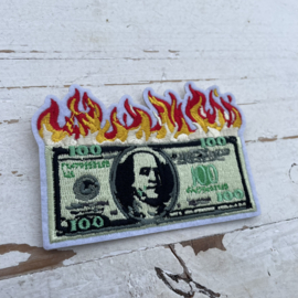 Strijkapplicatie geld let it burn 9cm.