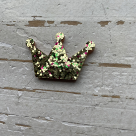 Kroon glitter goud mix 3.5cm.
