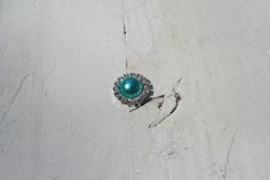 Rhinestone parel mint blauw 1.5cm.