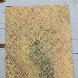 Leer hexagon motief glinster blauw, paars, goud.