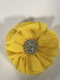 Luxe bloem met strass  geel 6.5cm.