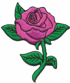 Opstrijkbare Roos roze met steel