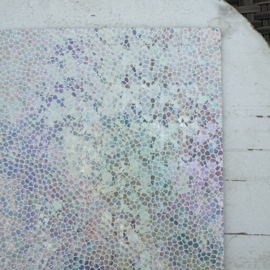 Leer hexagon motief glinster rood, roze, zilver, fuchsia.