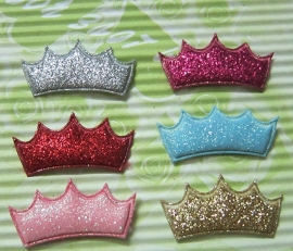 Kroon glitter diverse kleuren 4x2cm.