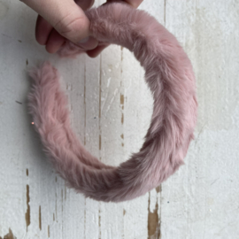 Diadeem haarband vacht oud roze.
