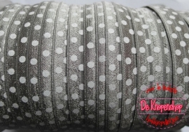 Haarband elastiek zilver grijs polkadot 1,5 cm