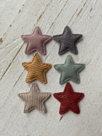 Ster glitter ribfluweel ster diverse kleuren 3cm.