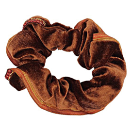 Scrunchies Haarwokkel tijger/panter velvet zwart/coral