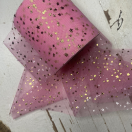 Tule lint met gouden sterren. 7.5cm.