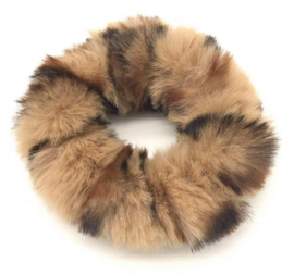 Scrunchies Haarwokkel tijger/panter velvet zwart/oker geel