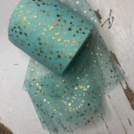Tule lint met gouden sterren. 7.5cm.