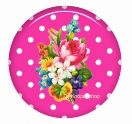 Flatback bloemen polka dot fuchsia (k128)