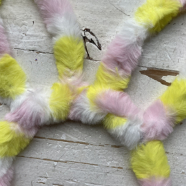 Diadeem haarband vacht konijn geel roze.