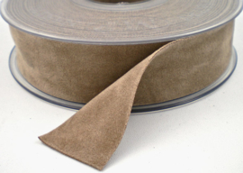 Velvet/fluweel band taupe dubbelzijdig  2.5cm