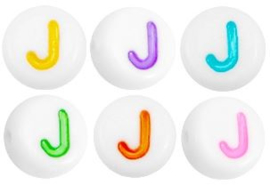 Letterkraal van acryl letter J Multicolor-Wit