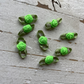 Roosjes met blad neon groen 2.2cm.