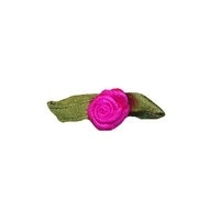 Roosje met blad knal roze 3cm.