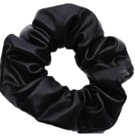 Scrunchies Haarwokkel zwart lederlook