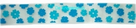 Sierband organza bloemen aqua