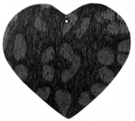 Hanger pu leer  hart harig met tijgerprint zwart antraciet
