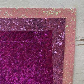 Leer grof glitter licht roze, lila en paars