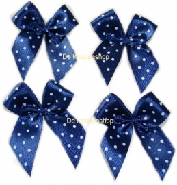 Satijnen polkadot strikjes donkerblauw/marine 3.5cm.