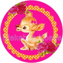 Flatback baby deer fuchsia oranje (K216)