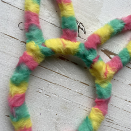 Diadeem haarband vacht konijn geel, groen en roze.