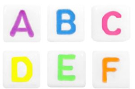 Letterkralen  Wit-neon  colour vierkant