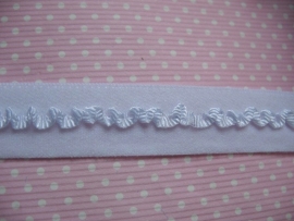 Elastisch band met roezel (haarbandjes) wit 1,5cm