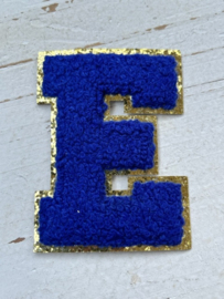 Opstrijkbare applicatie letter R  wit-goud glitter