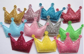 Kroon glitter diverse kleuren 4x3cm