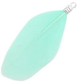 Ibiza‎ veertje turquoise  met oogje zilverkleurig 3.5cm