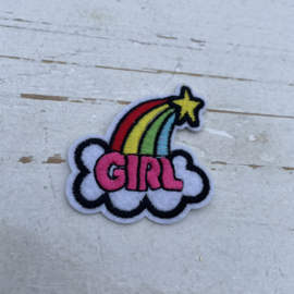 Strijkapplicatie regenboog wolk girl 5cm.