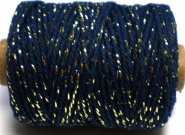 Cotton cord lurex donkerblauw/goud