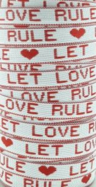 Sierband "Let love rule" wit/rood diy armbandjes