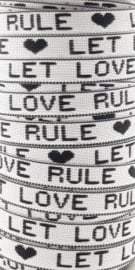 Sierband "Let love rule" wit/zwart diy armbandjes
