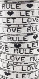 Sierband "Let love rule" wit/zwart diy armbandjes