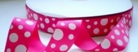 Happy polkadots grosgrain hardroze/wit 25 mm