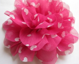 Bloem chiffon hot pink hartjes 12cm.