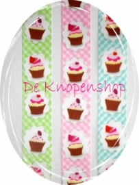 Sierband cupcake op ruitje lime